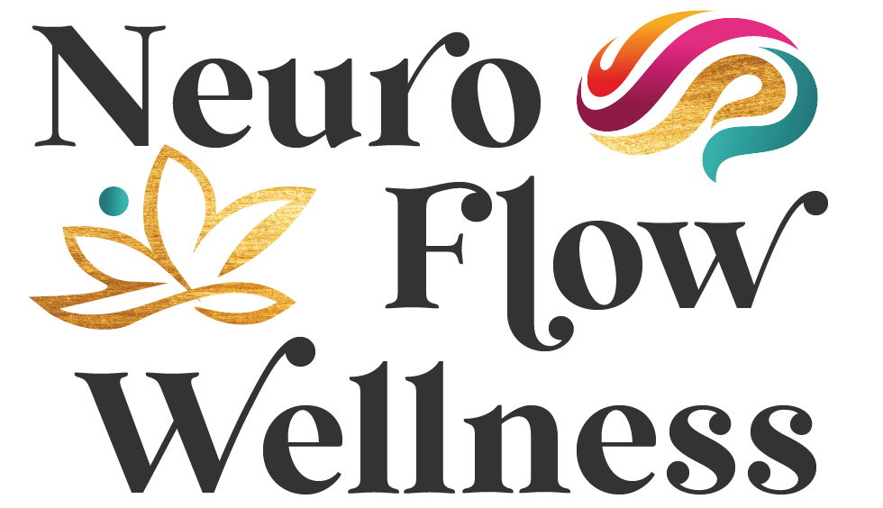 NeuroFlow Wellness logo - showing a Golden Warrior Lotus and Golden Flexible Brain from EEG Biofeedback